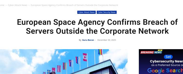 欧洲航天局遭黑客入侵 超200GB数据被窃引关注-博彩社区-博彩论坛